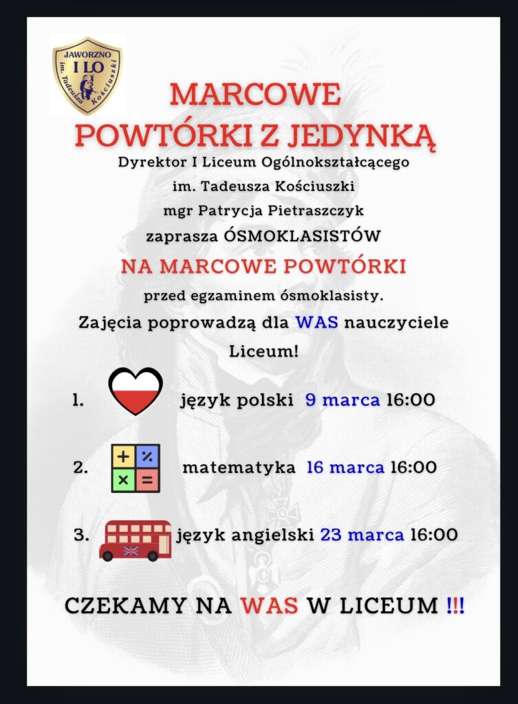 MARCOWE POWTÓRKI DLA ÓSMOKLASISTÓW 